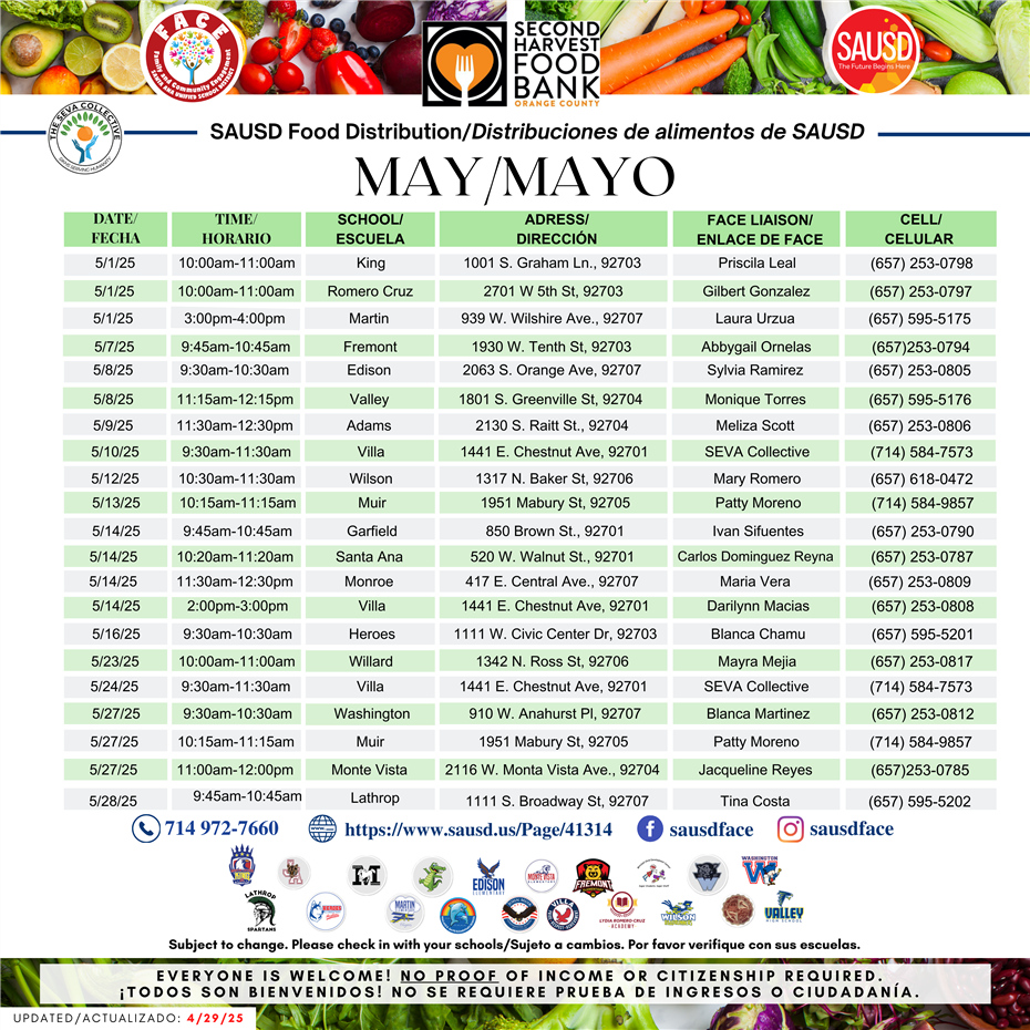 SAUSD Food distributions